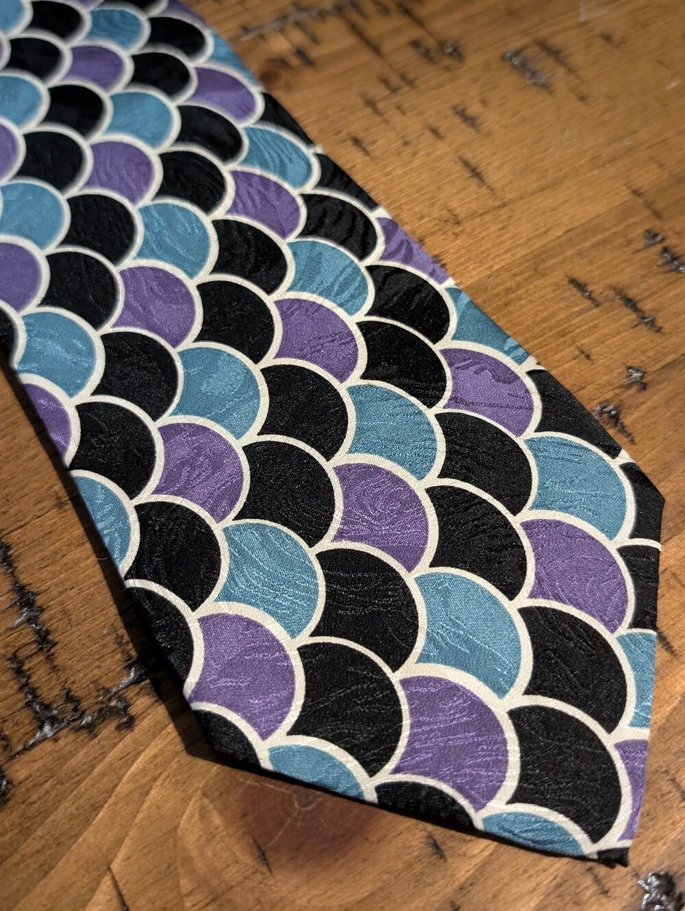 VTG- Perazzi 100% Silk Fishscale Mermaid Tie